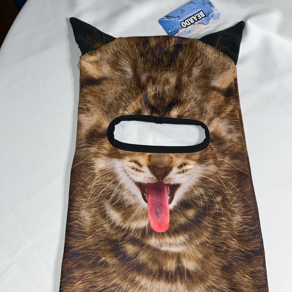 Beardo Balaclava Brown and White Happy Cat Balaclava